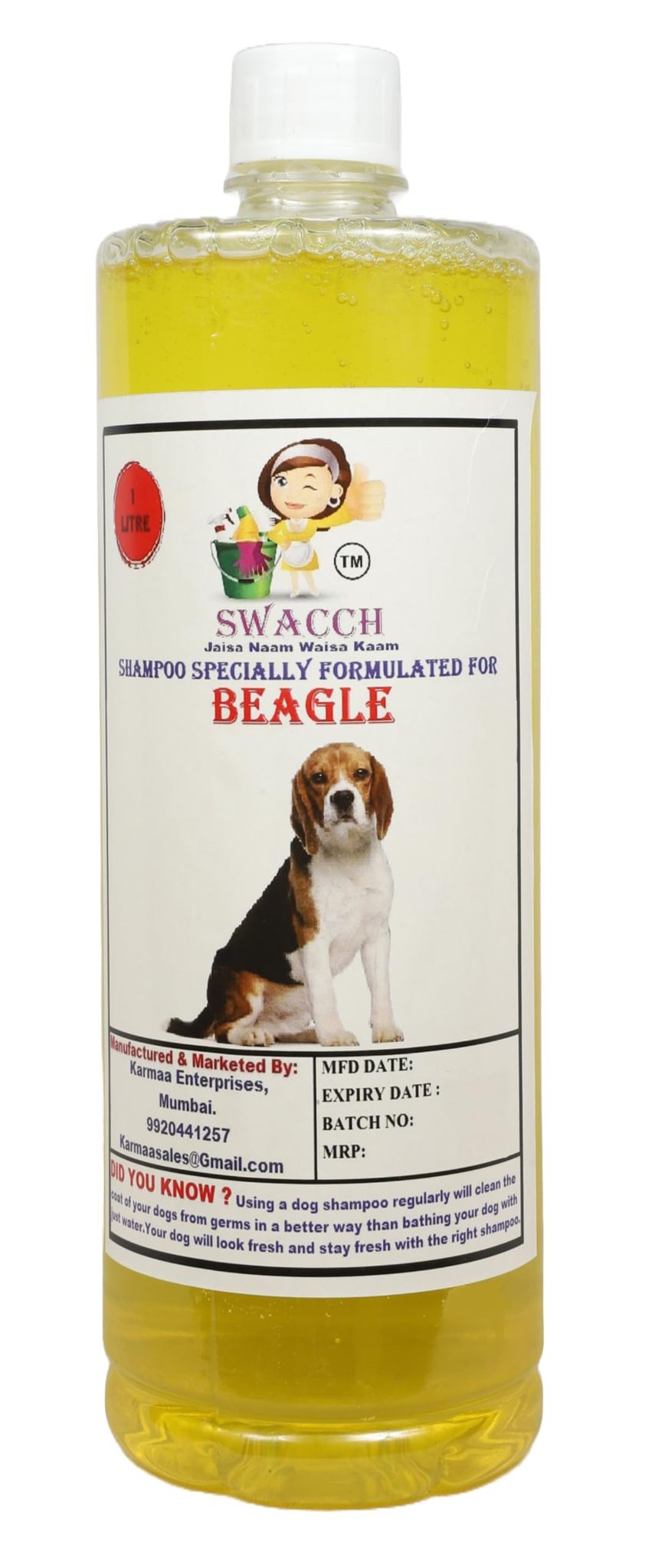 Swacch Shampoo Specially Formulated for Beagle (1 Litre) Lemon