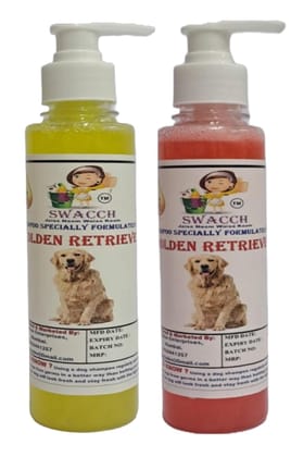 SWACCH Premium Shampoo for Golden Retriever (200ML)(Combo Pack of 2) Lemon & Strawberry