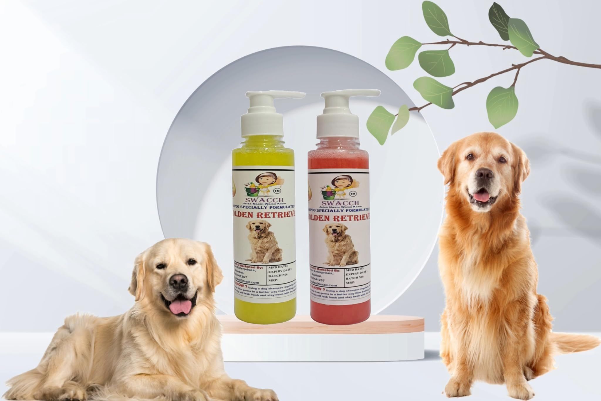 SWACCH Premium Shampoo for Golden Retriever (200ML)(Combo Pack of 2) Lemon & Strawberry