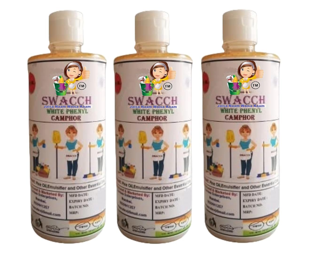 Swacch White Phenyl 500ML (PACK OF 3)(CAMPHOR)