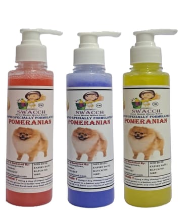 SWACCH Premium Shampoo for Pomeranian (200ML) (Combo Pack of 3) Strawberry, Lemon & Lavender
