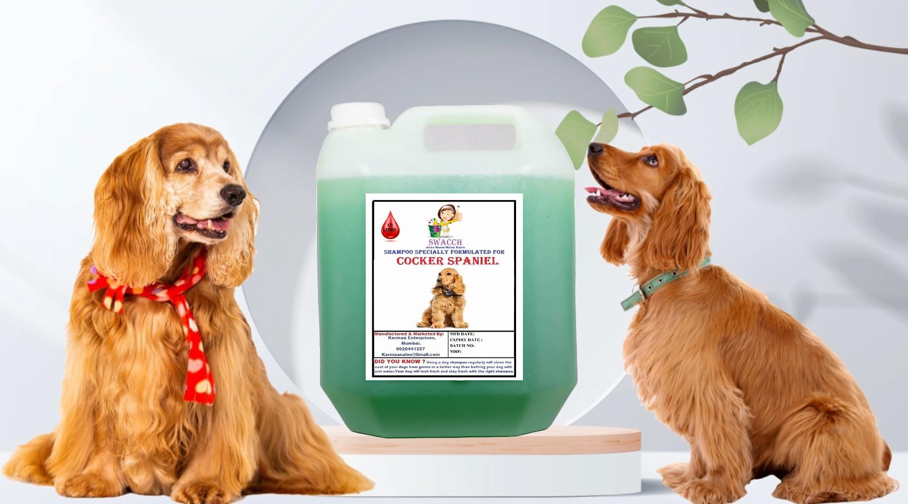 SWACCH Shampoo Specially FORMULATED for Cocker Spaniel (10 Litre) NEEM ALOVERA