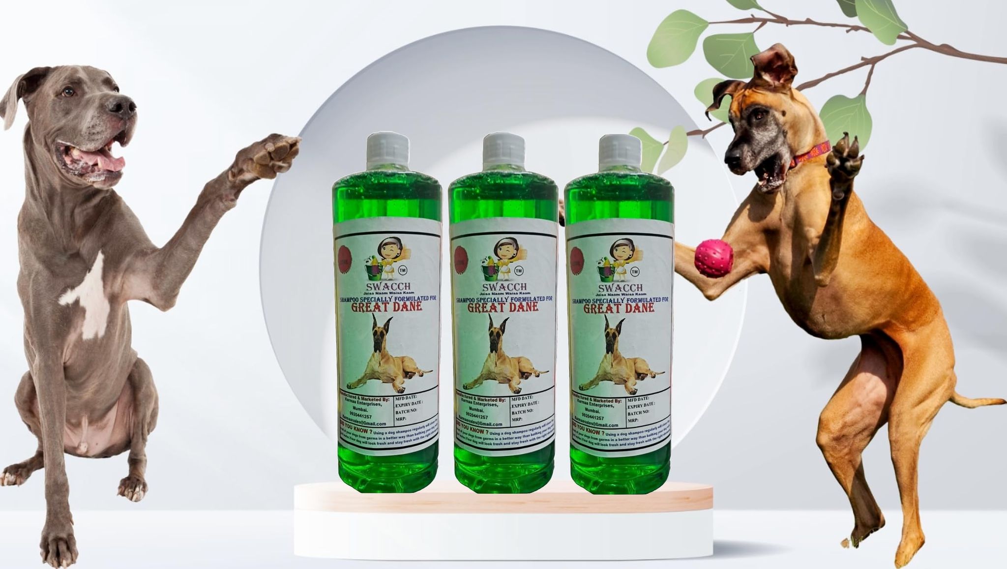 Swacch Shampoo Specially Formulated for Great DANE (1 Litre) (Pack of 3) Neem Alovera