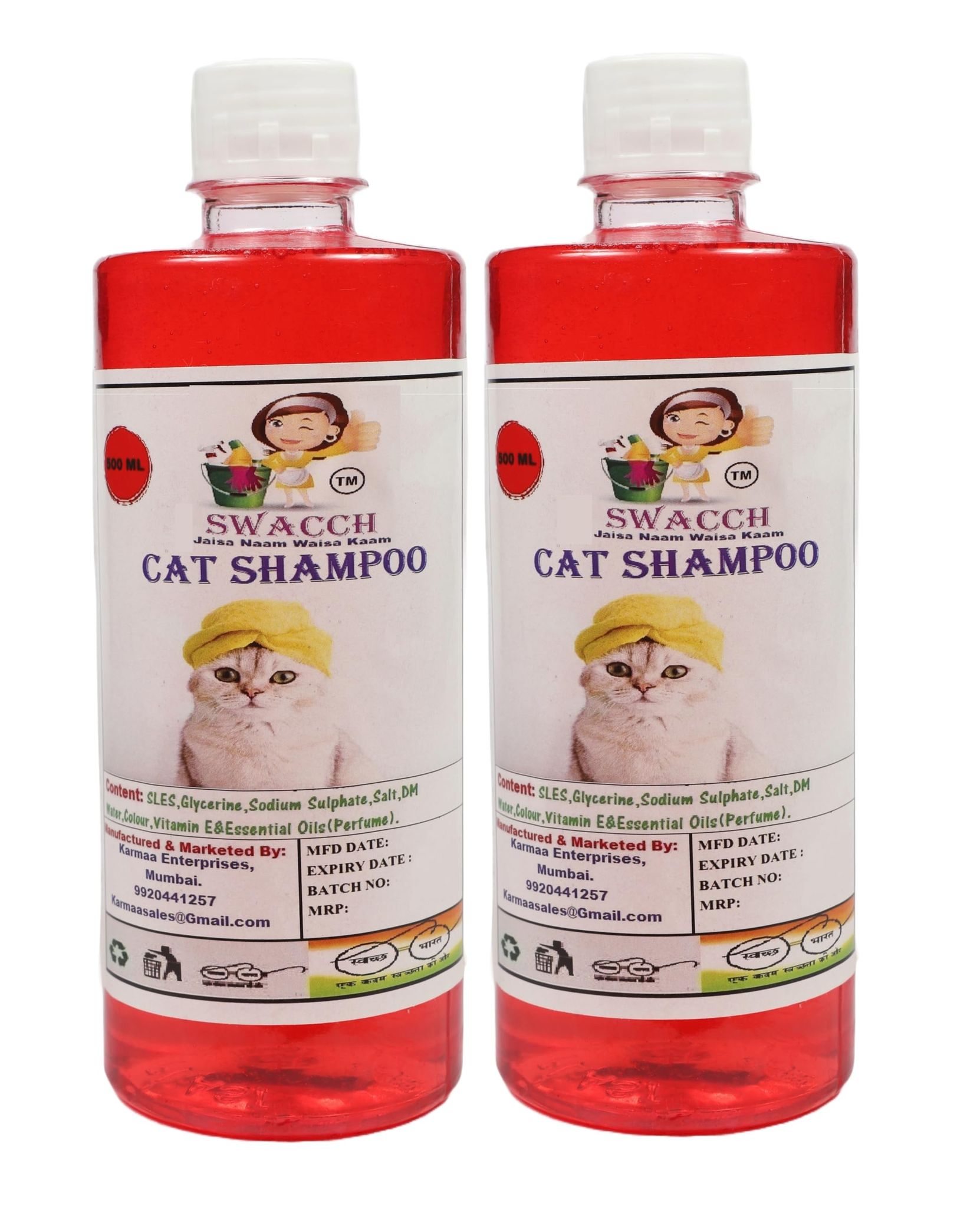 SWACCH CAT Shampoo (500ML) (Combo Pack of 2) Jasmine