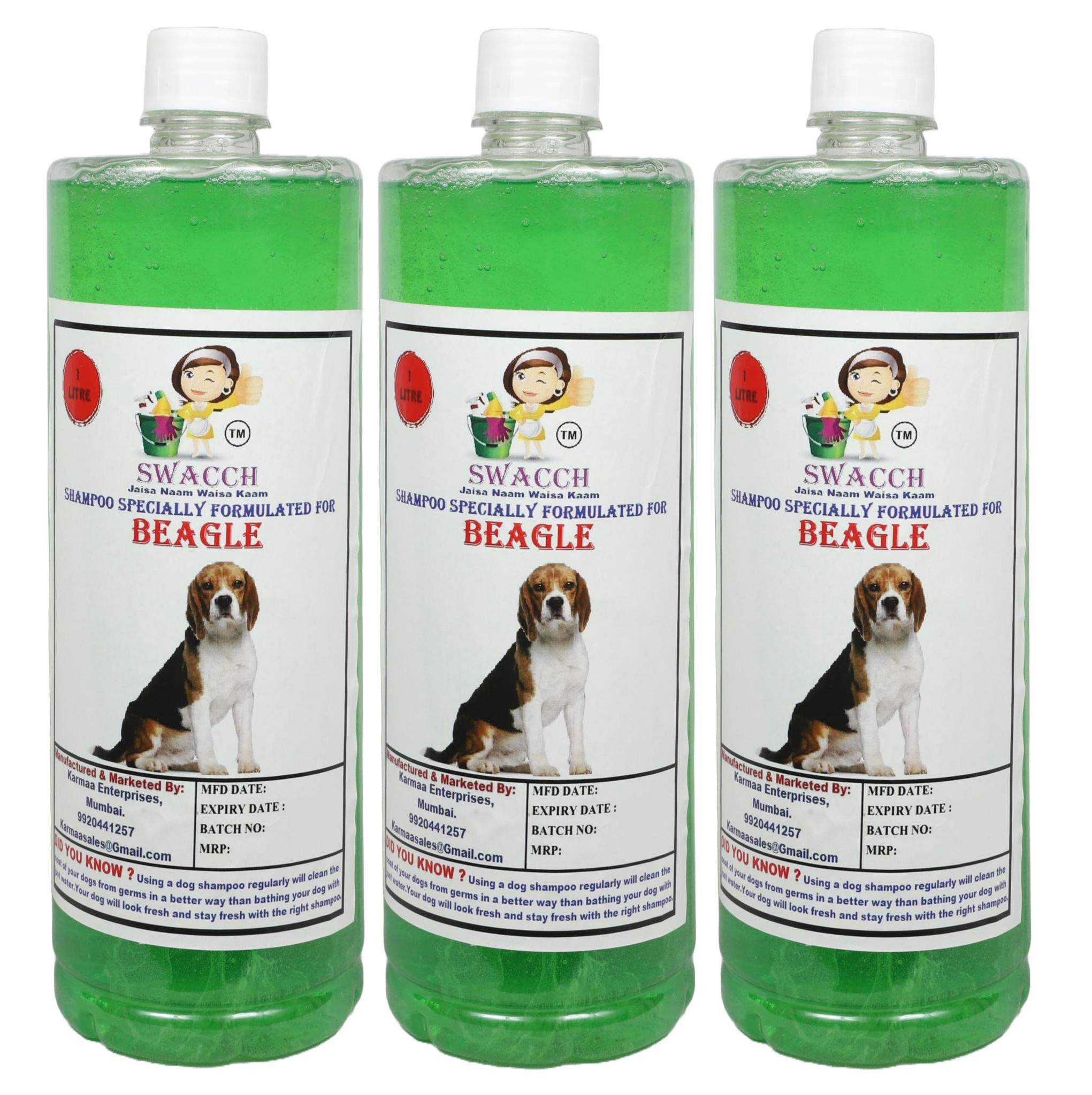 Swacch Shampoo Specially Formulated for Beagle (1 Litre) (Combo Pack of 3) Neem Alovera