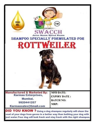 SWACCH Premium Shampoo for Rottweiler(200ML) (Pack of 3) Lavender