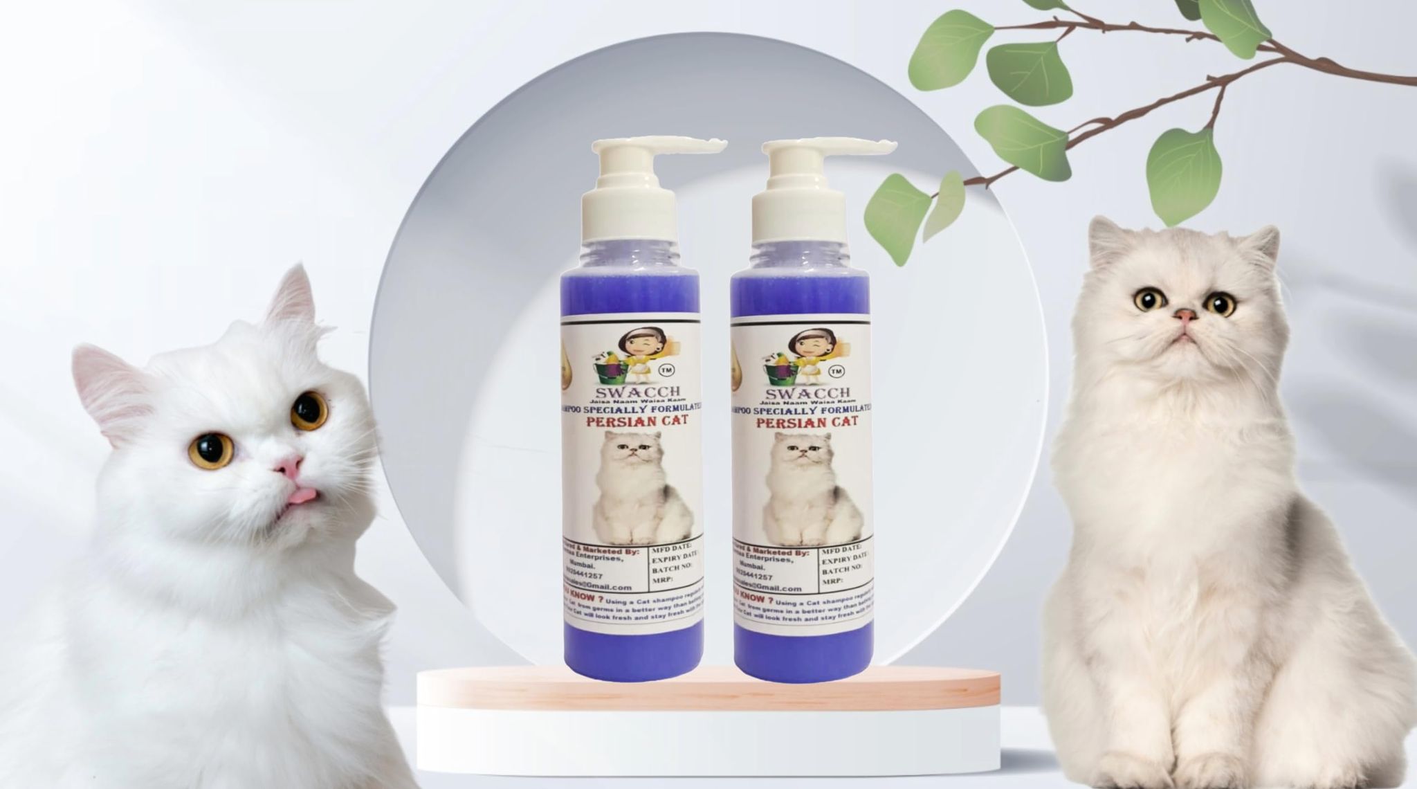 SWACCH Premium Shampoo for Persian CAT (200ML) (Pack of 2) Lavender