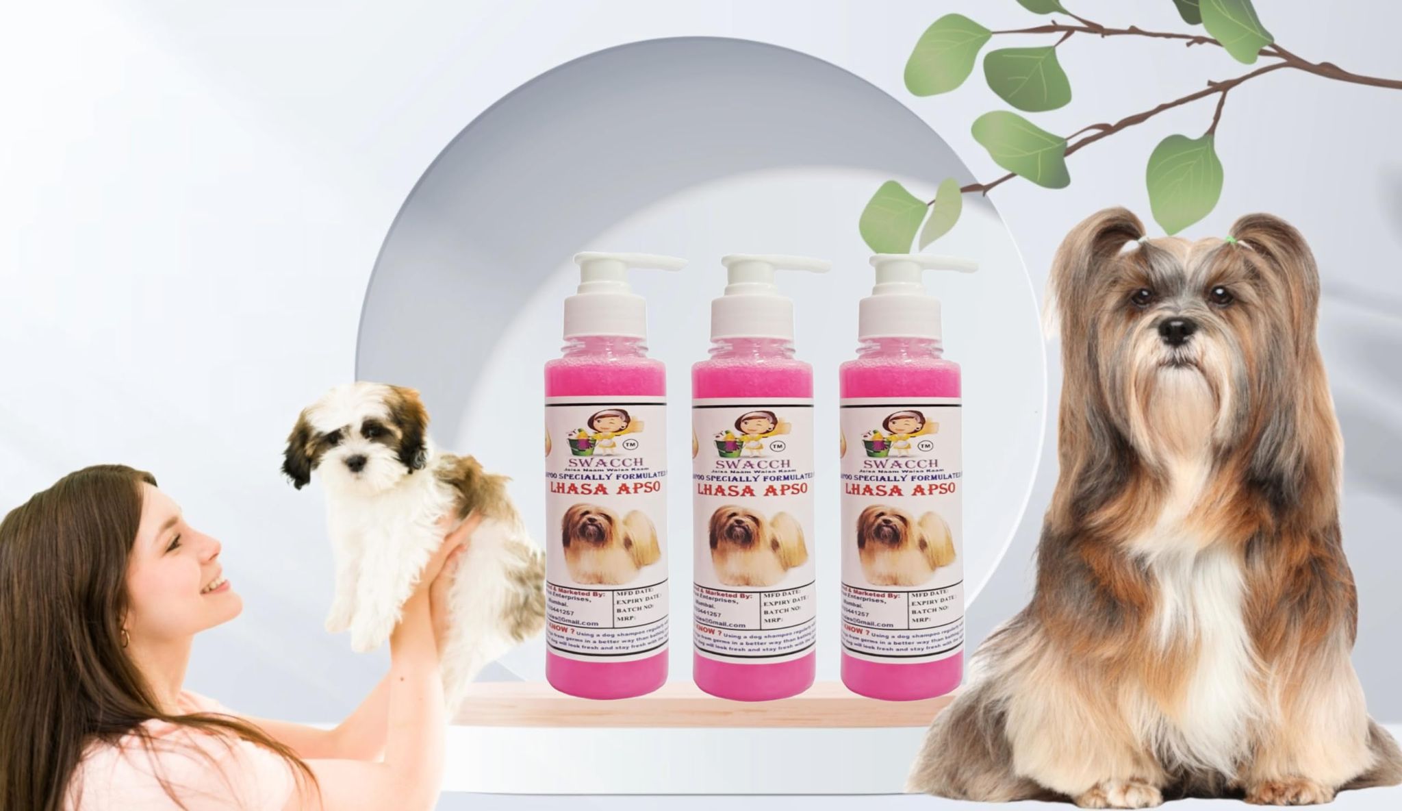 SWACCH Premium Shampoo for Lhasa APSO (200ML) (Pack of 3) Rose