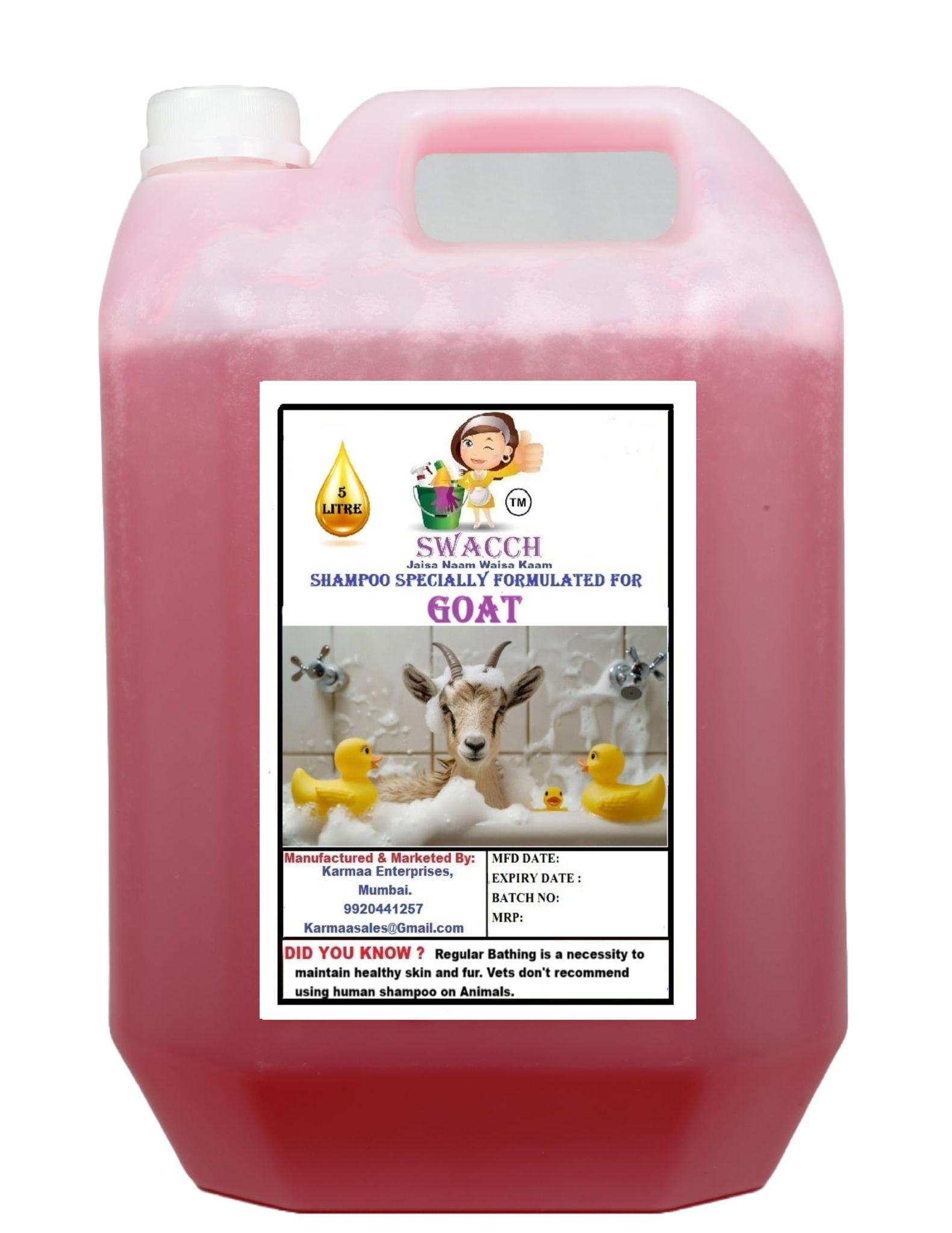 Swacch Shampoo Specially Formulated for Goat (5 Litre) Jasmine