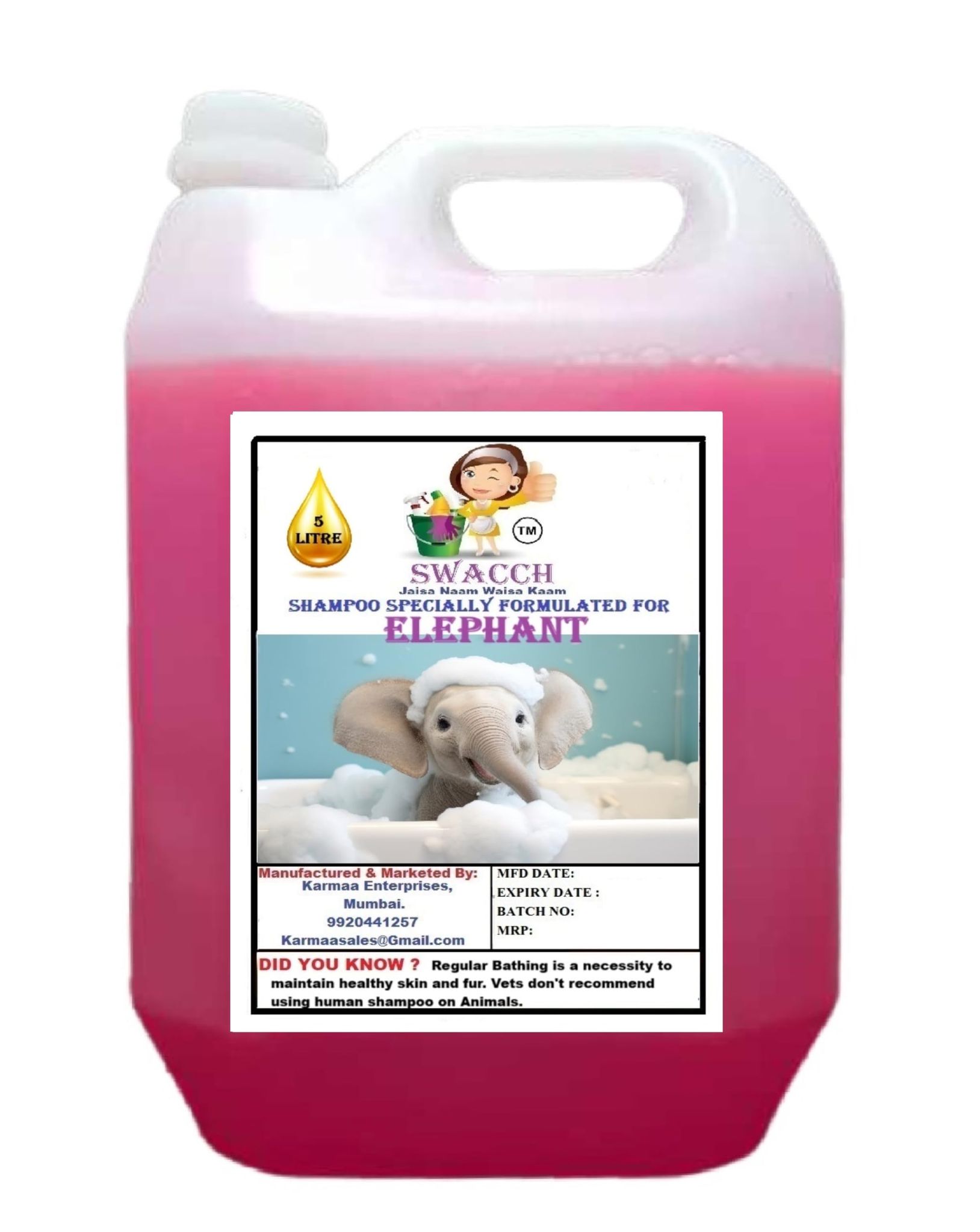 Swacch Shampoo Specially Formulated for Elephant (5 Litre) Rose