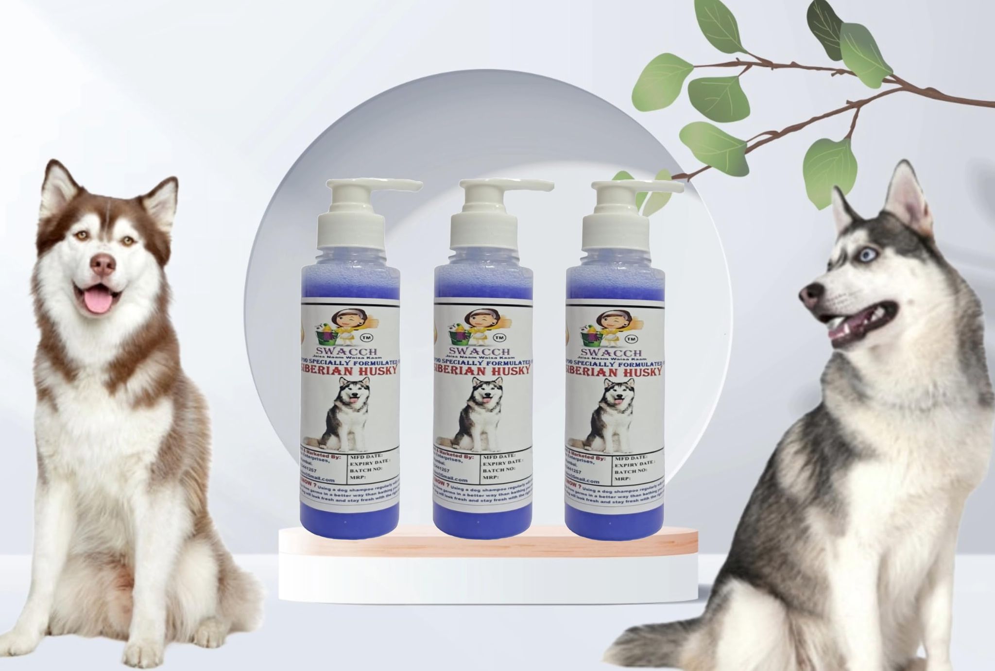 SWACCH Premium Shampoo for Siberian Husky (200ML) (Pack of 3) Lavender