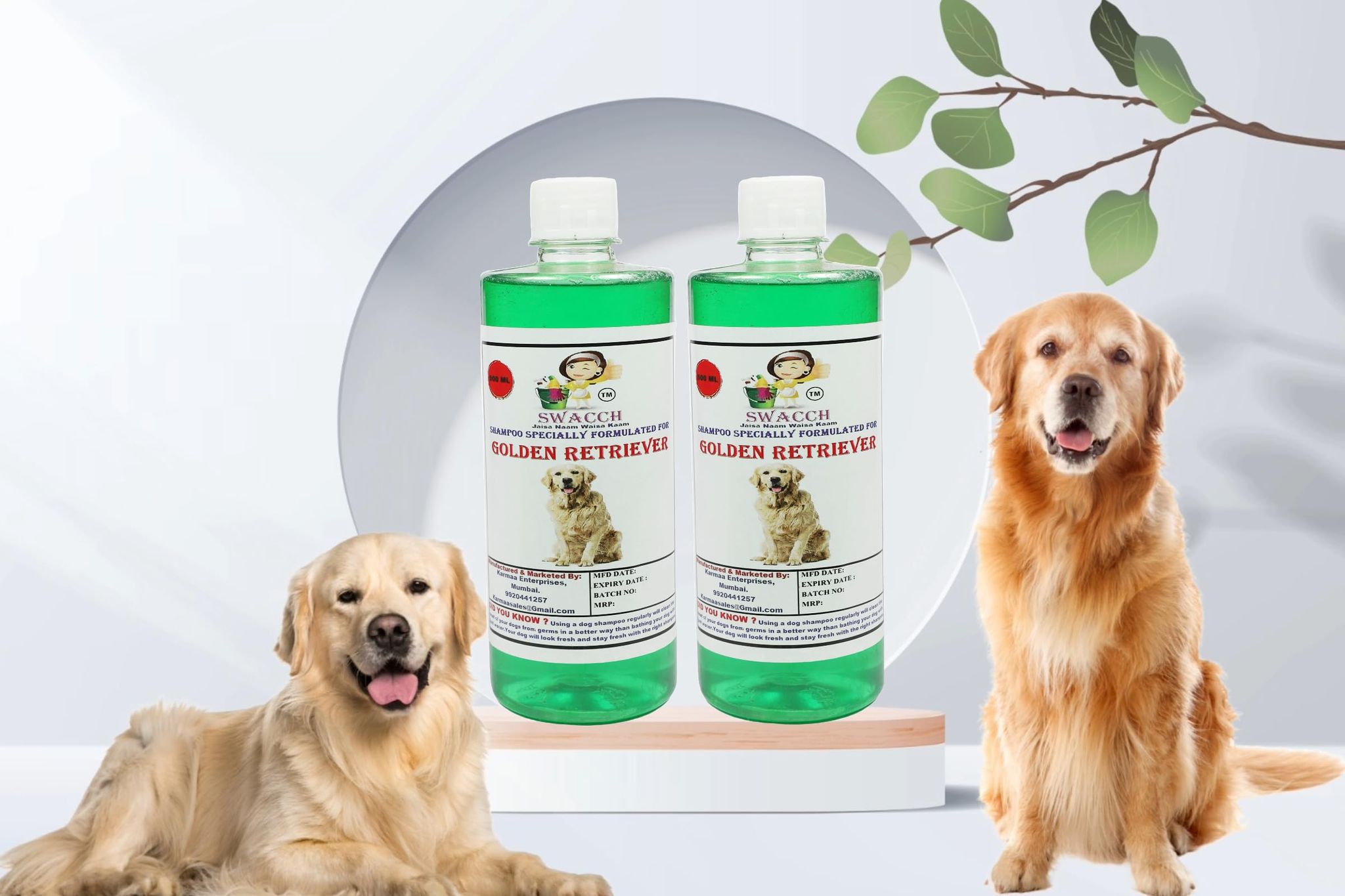 SWACCH Shampoo Specially FORMULATED for Golden Retriever (500ML) (Pack of 2) NEEM ALOVERA