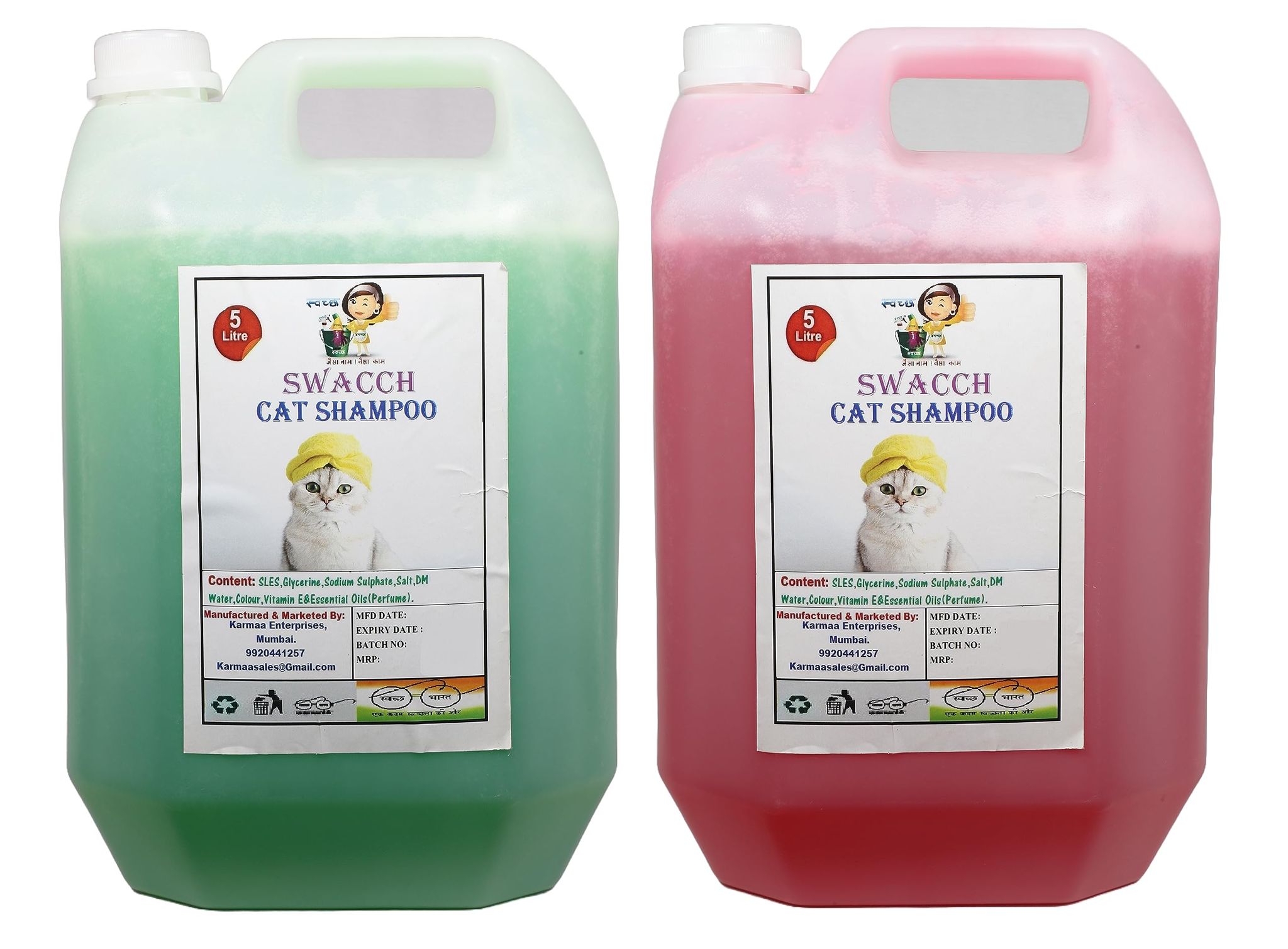 SWACCH CAT Shampoo (5 Litre) (Combo Pack of 2) Strawberry, NEEM ALOVERA