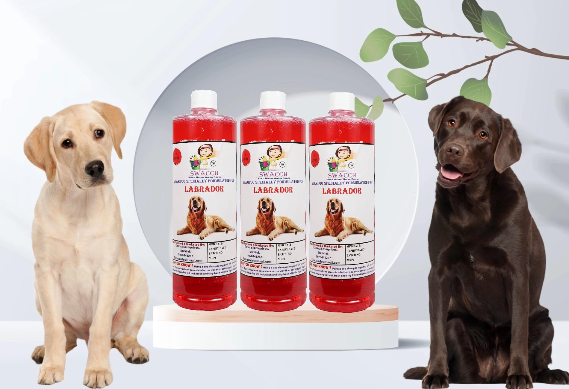 Swacch Shampoo Specially Formulated for Labrador (1 litre) (Pack of 3) Jasmine