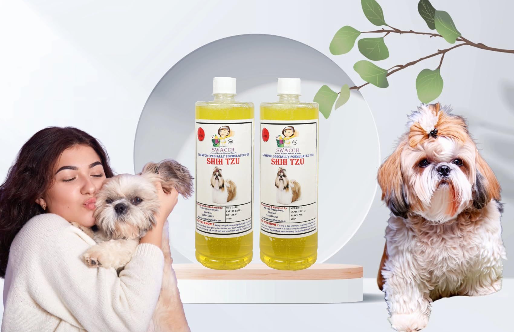 Swacch Shampoo Specially Formulated for Shih TZU(1 Litre) (Combo Pack of 2) Lemon