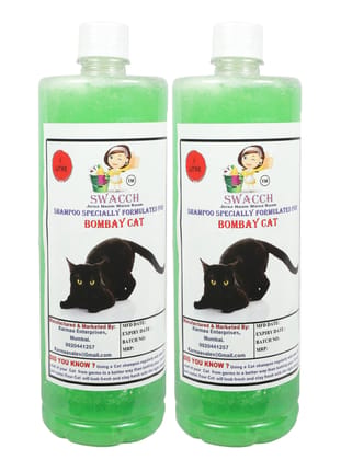 SWACCH Shampoo Specially Formulated for Bombay Cat (1 Litre) (Pack of 2) Neem Alovera