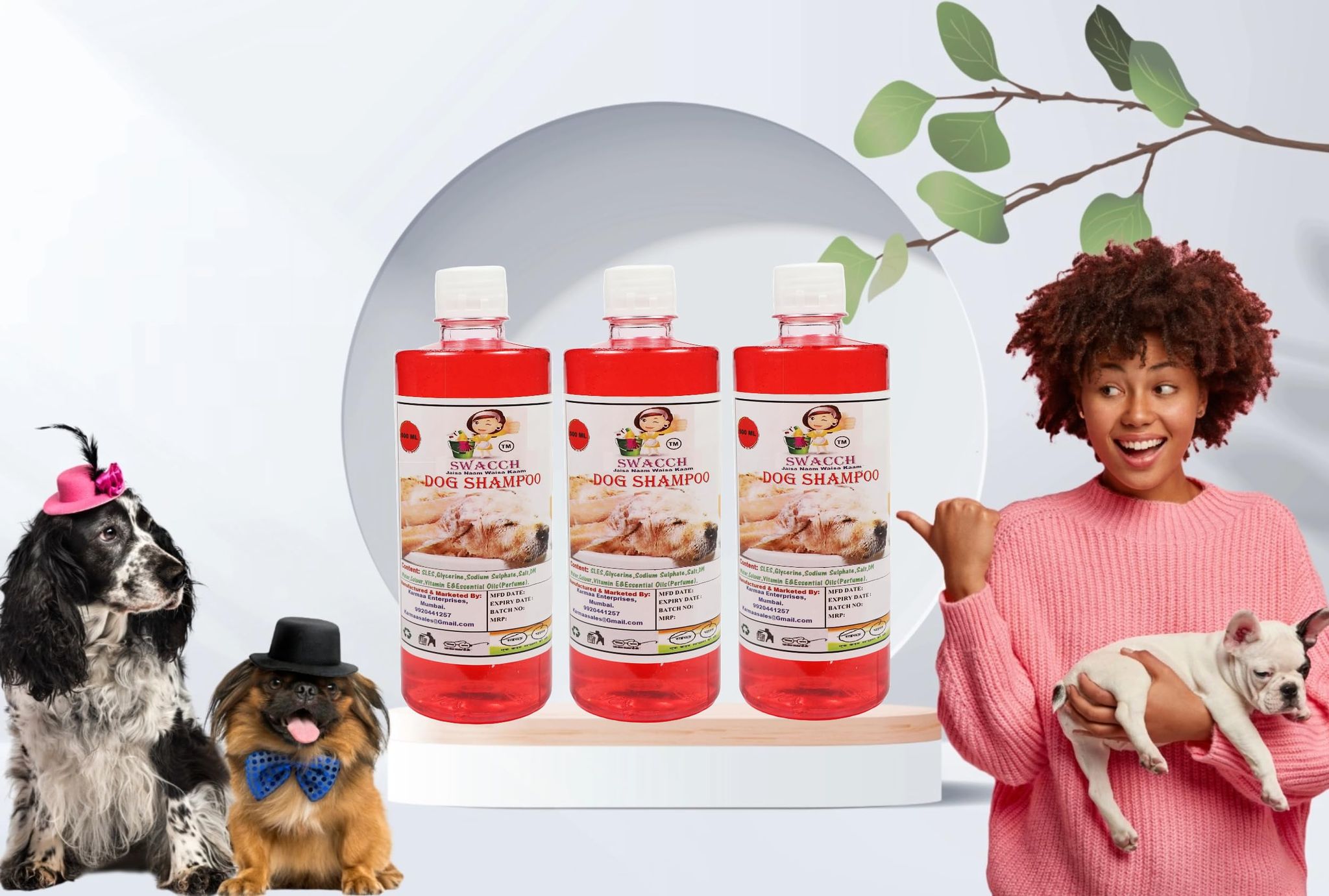 SWACCH Dog Shampoo (500ML) (Pack of 3) Strawberry