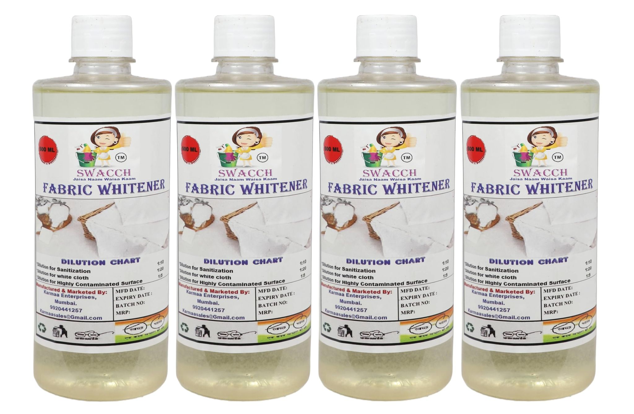 Swacch Fabric Whitener (500ml) (Pack of 4)