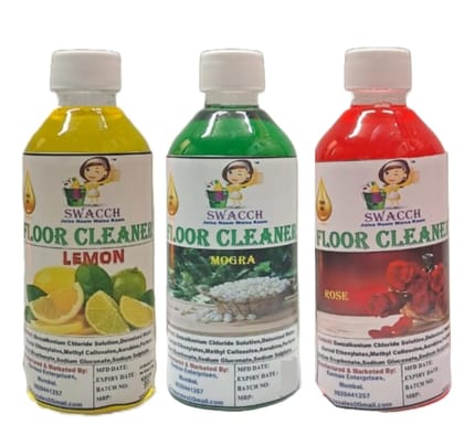 Swacch Floor Cleaner (200ml) (Combo Pack of 3) Lemon, Mogra & Rose