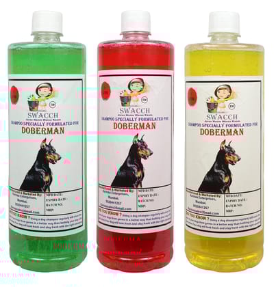 SWACCH Shampoo Specially FORMULATED for Doberman (1LITRE) (Pack of 3) Jasmine, Lemon, NEEM ALOVERA,