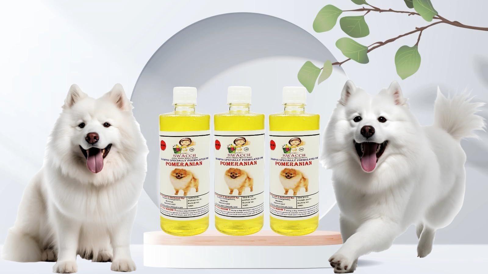 Swacch Shampoo Specially Formulated for Pomeranian (500ml) (Combo Pack of 3) Lemon
