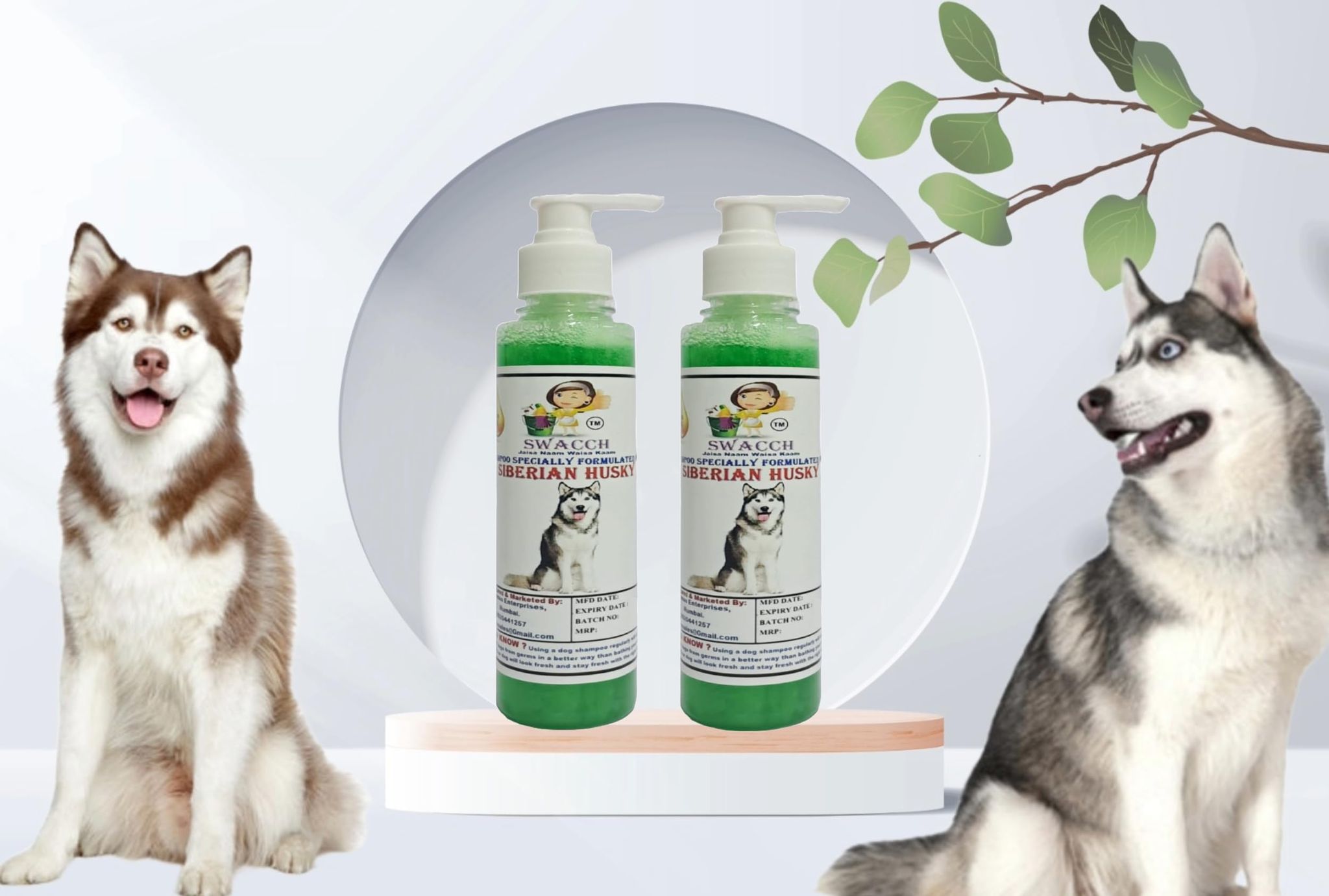SWACCH Premium Shampoo for Siberian Husky (200ML) (Pack of 2) NEEM ALOVERA
