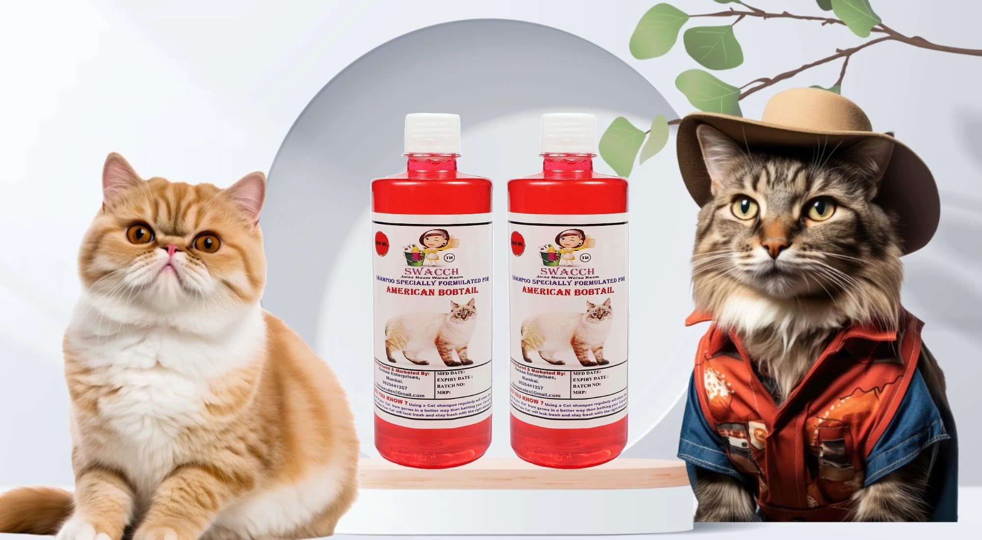 Swacch Shampoo Specially Formulated for American Bobtail (500ml) (Pack of 2) Jasmine