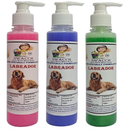 SWACCH Premium Shampoo for Labrador (200ML) (Combo Pack of 3) Rose, Lavender & NEEM ALOVERA