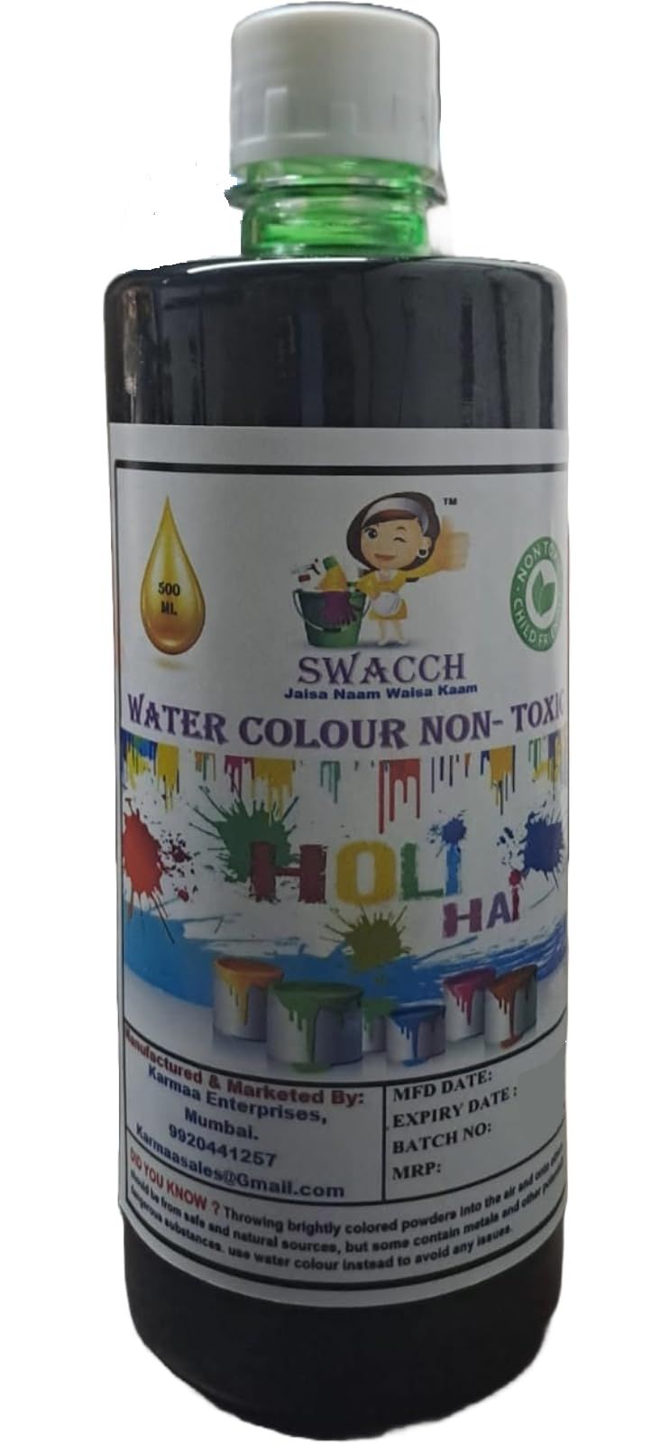 SWACCH WATER COLOUR NON-TOXIC & ECO FRIENDLY COLOUR (GREEN) (500ML)