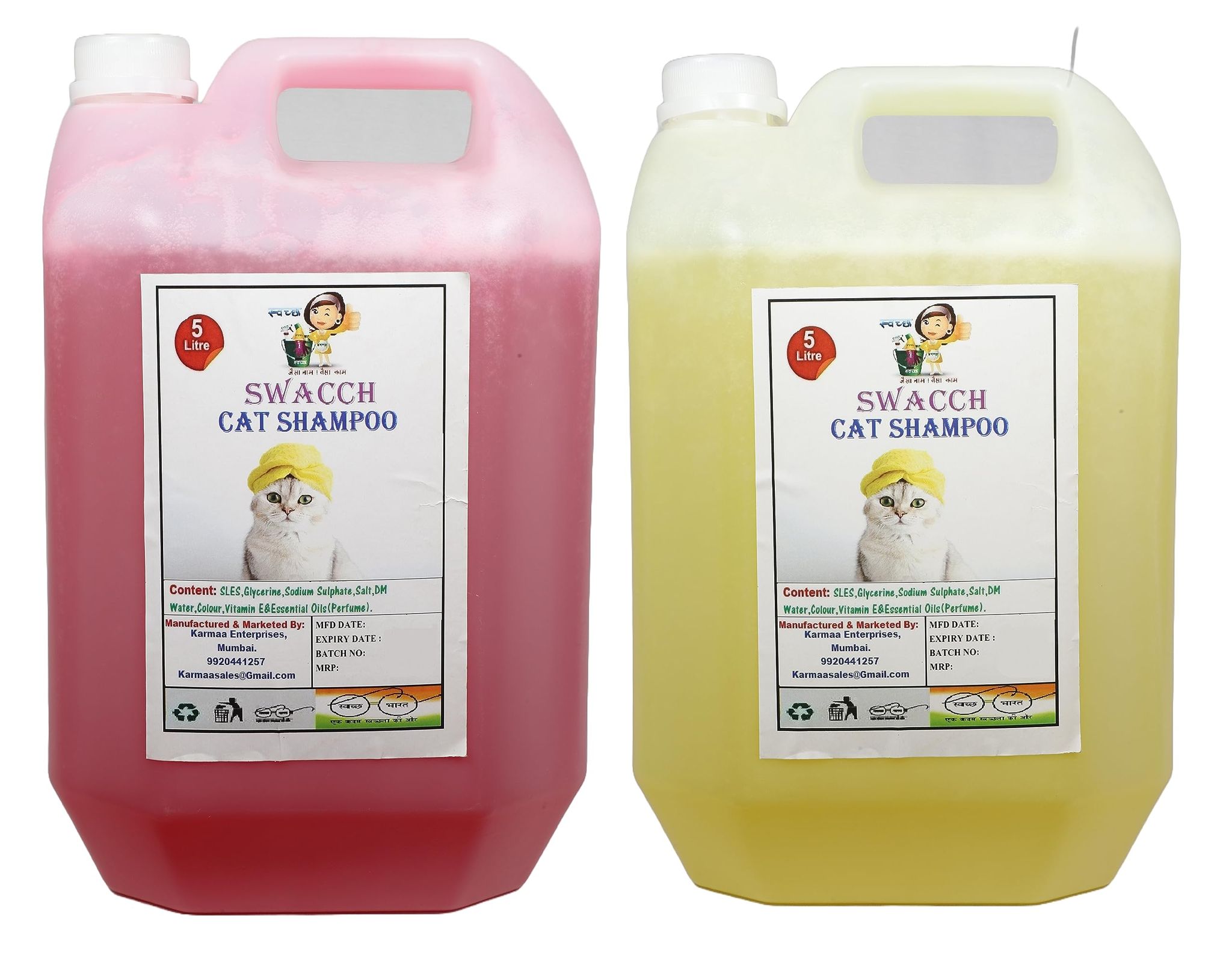 SWACCH CAT Shampoo (5 Litre) (Combo Pack of 2) Jasmine, Lemon