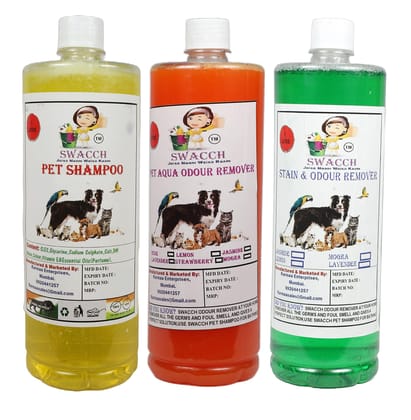 Swacch Shampoo (Lemon) + Deodorizer (Jasmine) + Stain Remover (Orange) 1 Litre Each