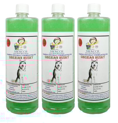 SWACCH Shampoo Specially FORMULATED for Siberian Husky (1 Litre) (Combo Pack of 3) NEEM ALOVERA