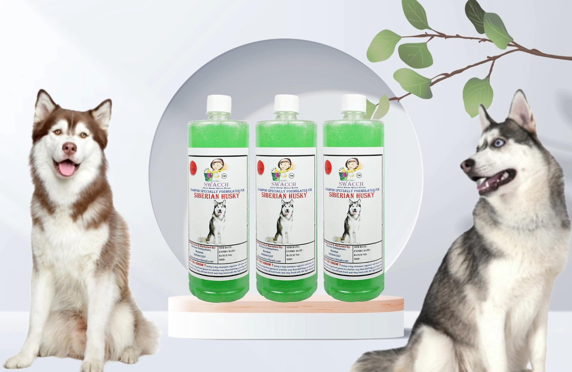 SWACCH Shampoo Specially FORMULATED for Siberian Husky (1 Litre) (Combo Pack of 3) NEEM ALOVERA
