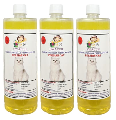SWACCH Shampoo Specially FORMULATED for Persian Cat (1 Litre) (Pack of 3) Lemon SWACCH Shampoo Specially FORMULATED for Persian Cat (1 Litre) (Pack of 3) Lemon