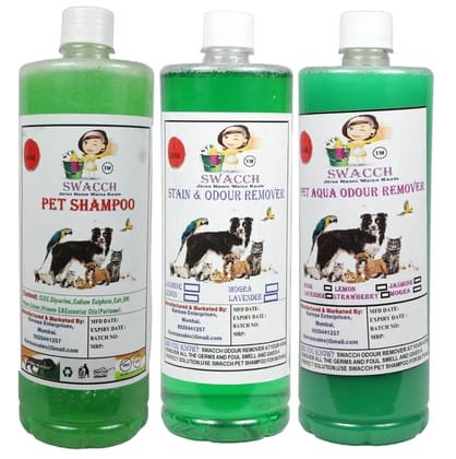 Swacch Shampoo (Neem Alovera) + Deodorizer (Jasmine) + Stain Remover (Jasmine) (1 Litre) (Combo Pack of 3)