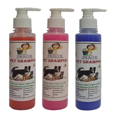SWACCH Premium Shampoo for PET Shampoo (200ML) (Combo Pack of 3) Strawberry, Rose & Lavender