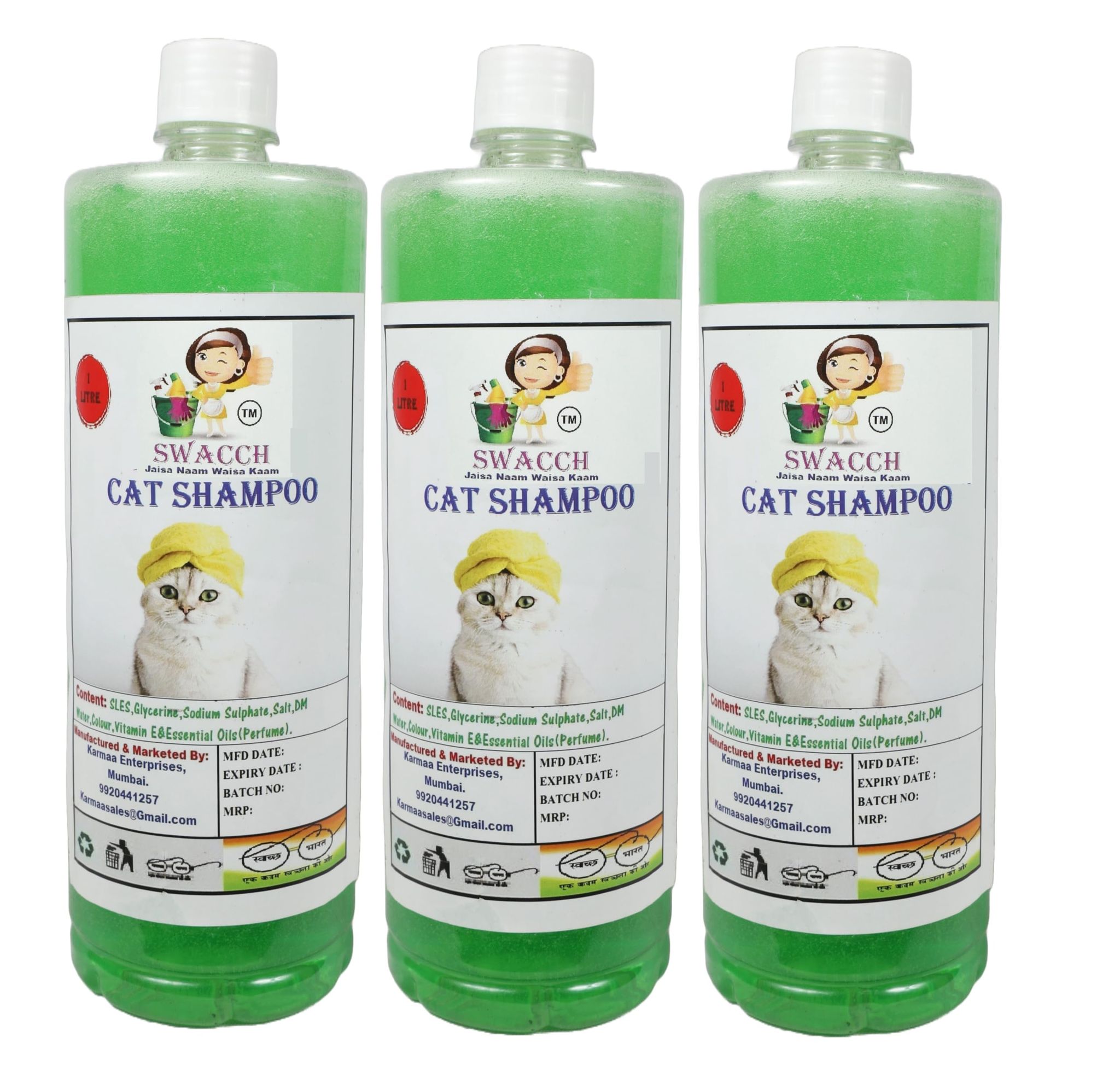 SWACCH CAT Shampoo (3 Litre) (Combo Pack of 3) NEEM ALOVERA