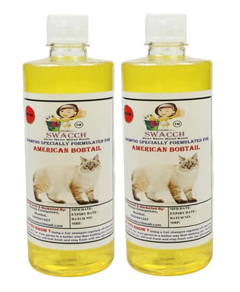Swacch Shampoo Specially Formulated for American Bobtail (500ML) (Combo Pack of 2) Lemon