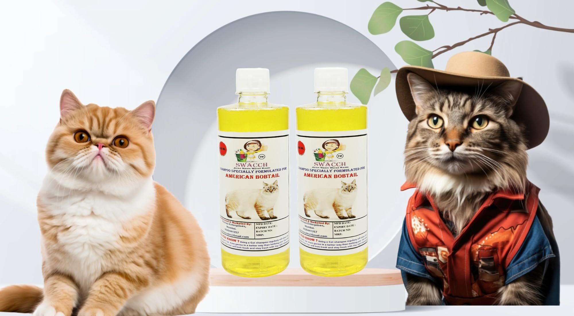 Swacch Shampoo Specially Formulated for American Bobtail (500ML) (Pack of 2) Lemon