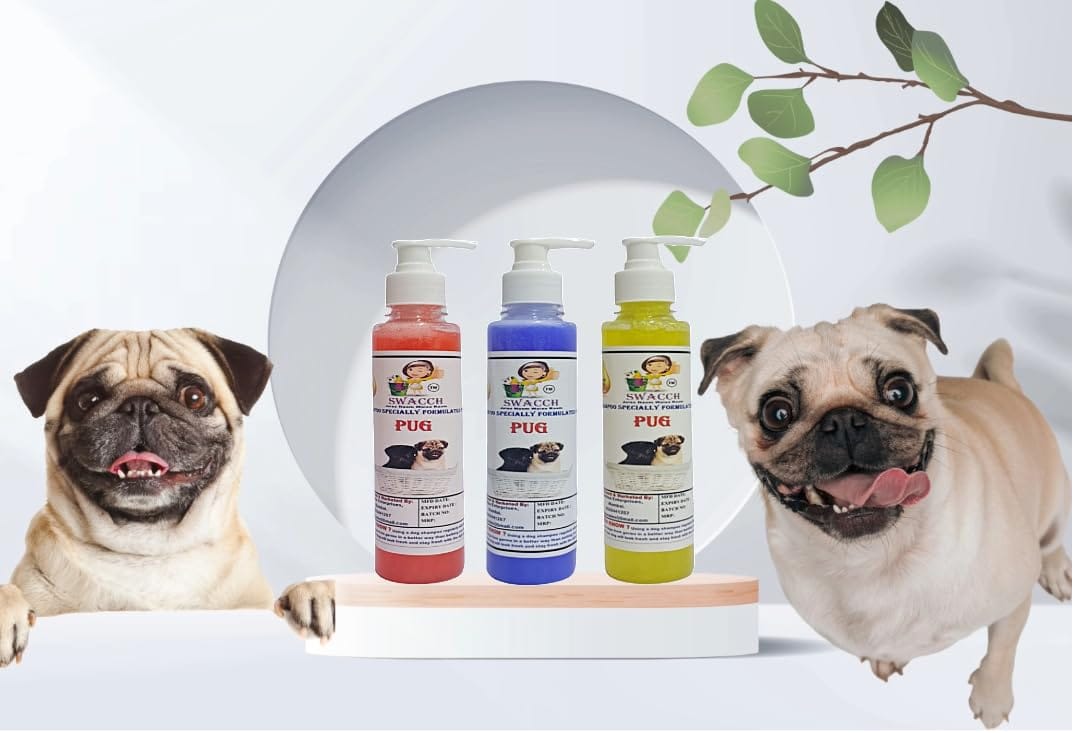 SWACCH Premium Shampoo for Pug (200ML) (Combo Pack of 3) Jasmine, Lavender & Lemon