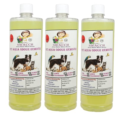 Swacch PET Aqua Odour Remover (1 Litre) (Combo Pack of 3) Lemon