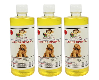 Swacch Shampoo Specially Formulated for Cocker Spaniel (500ml) (Pack of 3) Lemon