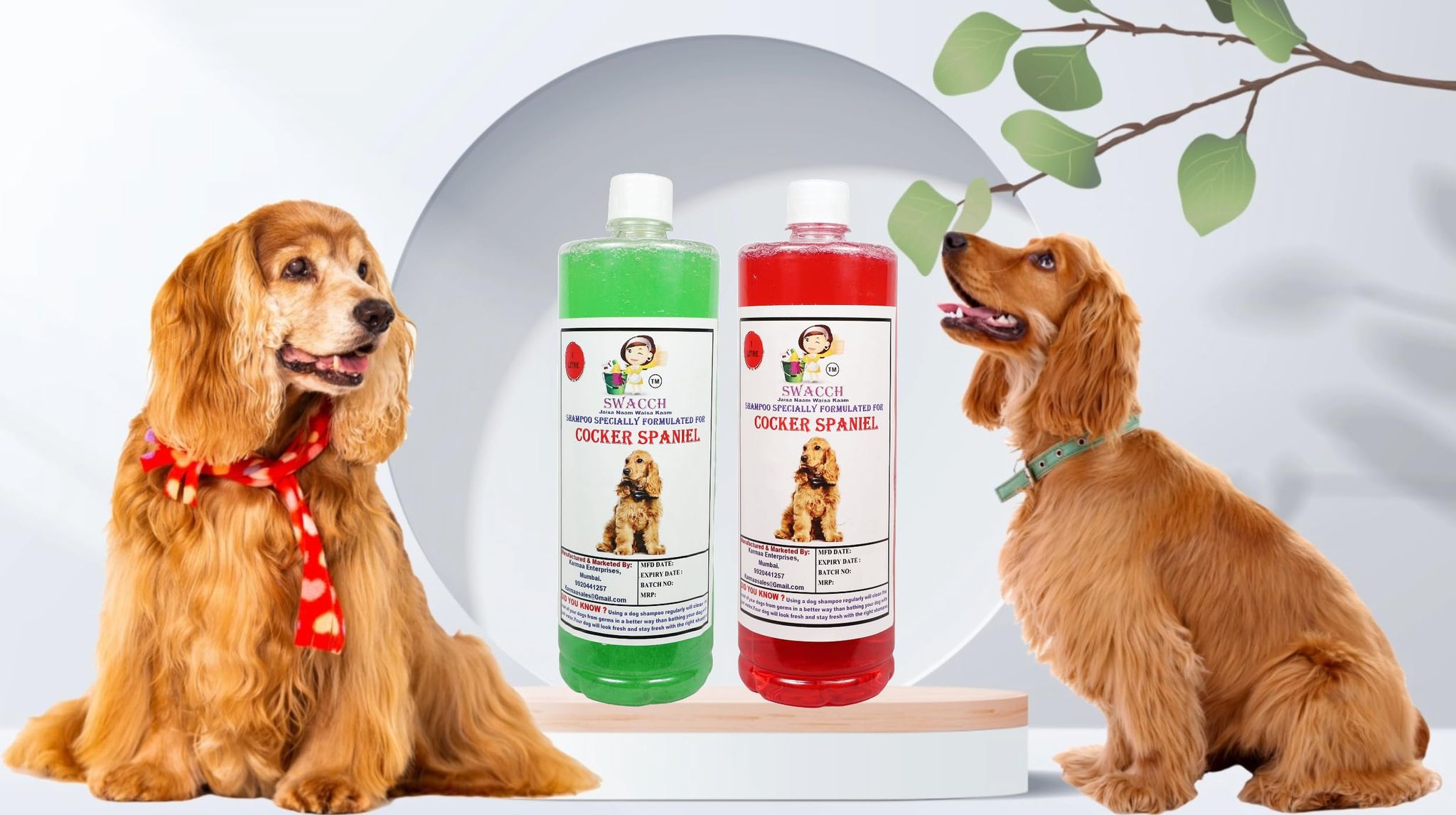 SWACCH Shampoo Specially FORMULATED for Cocker Spaniel (1 Litre) (Combo Pack of 2) Jasmine & NEEM ALOVERA
