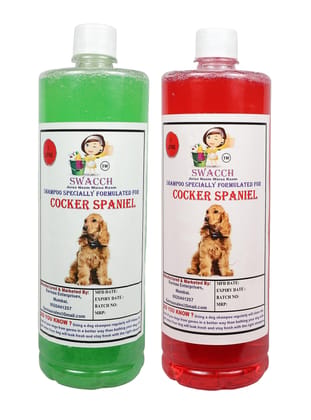 SWACCH Shampoo Specially FORMULATED for Cocker Spaniel (1 Litre) (Combo Pack of 2) Jasmine & NEEM ALOVERA
