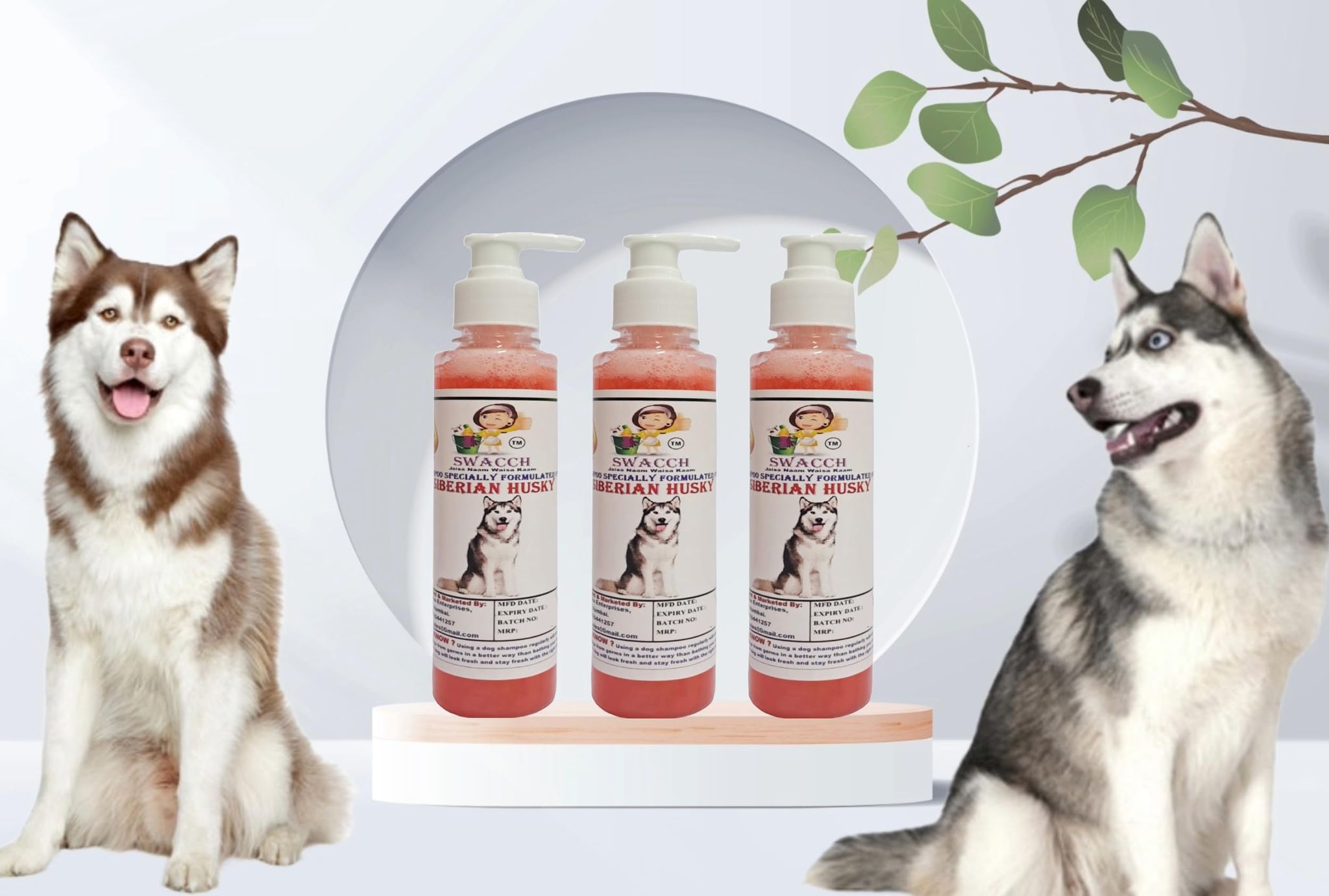 SWACCH Premium Shampoo for Siberian Husky (200ML) (Pack of 3) Strawberry