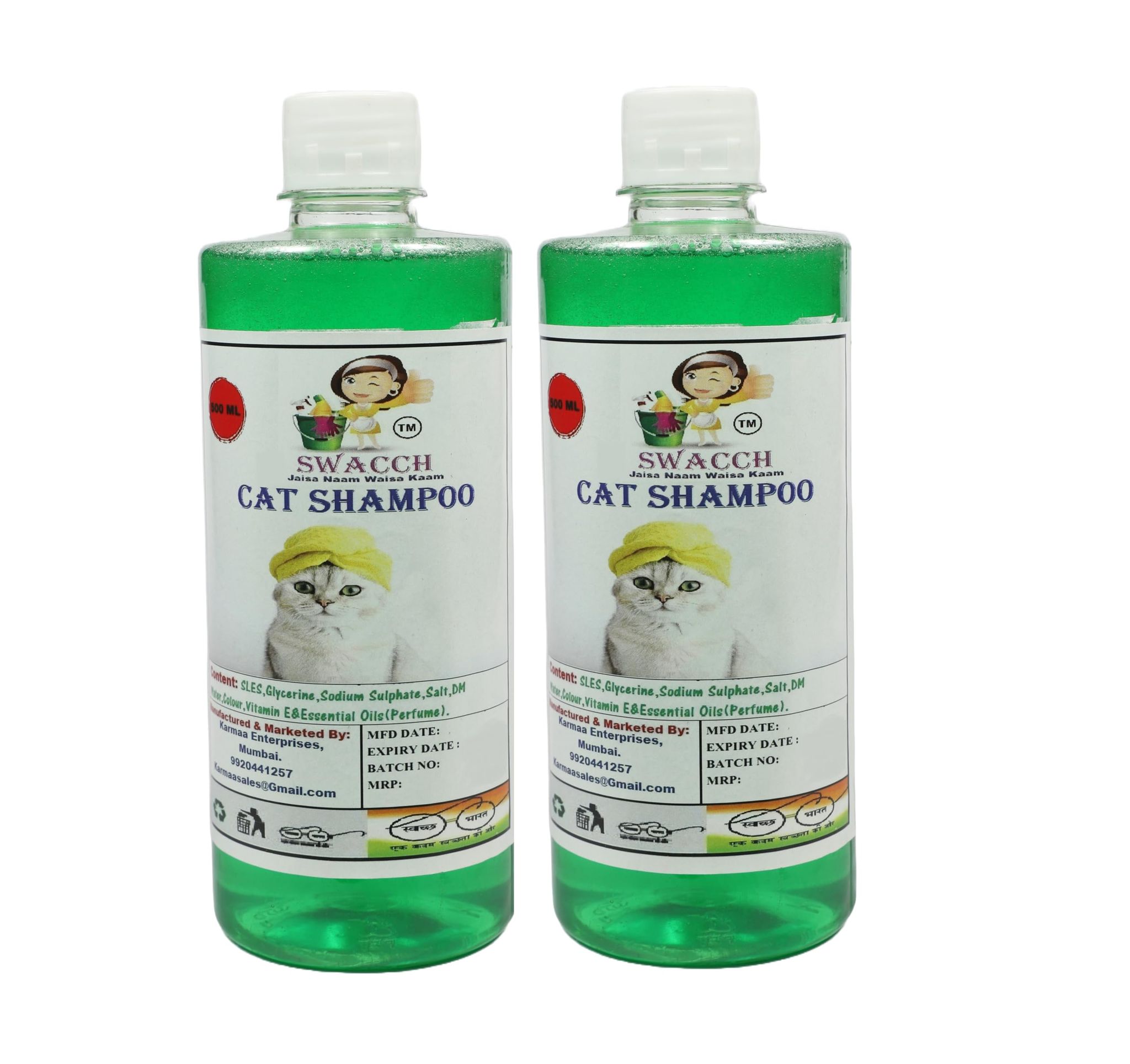 SWACCH Cat Shampoo (500ML) (Pack of 2) Neem Alovera