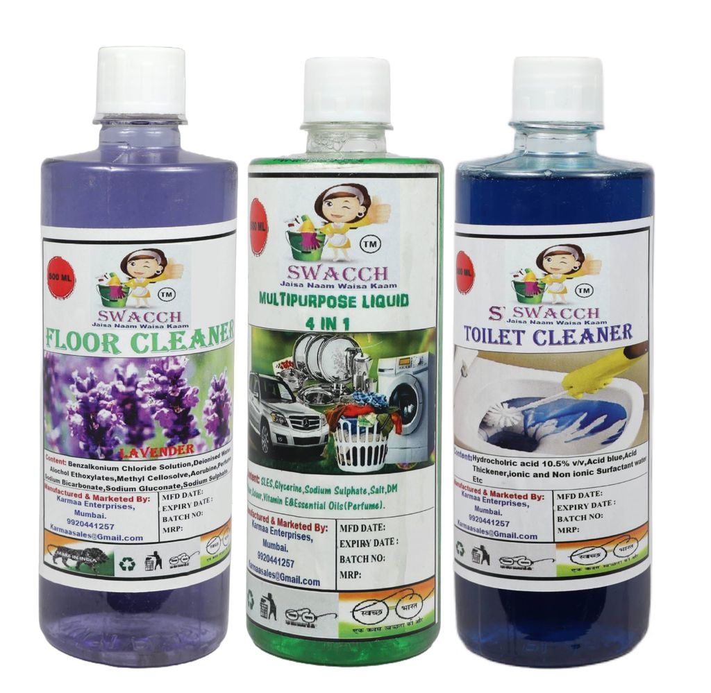 Home Care Combo Floor Cleaner Lavender, Multipurpose Liquid Mogra & Toilet Cleaner (500ml) (Pack of 3)