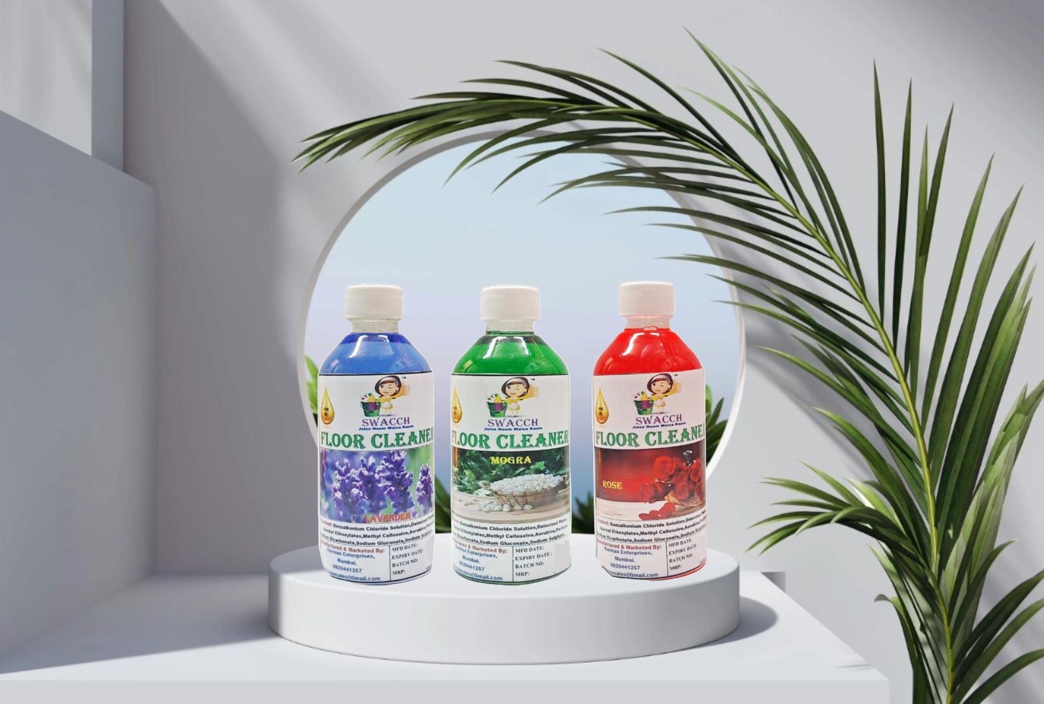 Swacch Floor Cleaner (200ml) (Combo Pack of 3) Lavender, Mogra & Rose