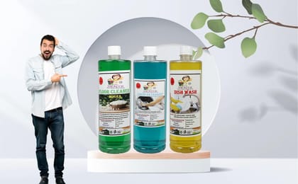 Home Care Combo Floor Cleaner Mogra, Liquid Detergent, Dish Wash Lemon (1 Litre) (Pack of 3)