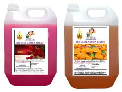 Swacch Diffuser Aroma Liquid (5 Litre) (pack of 2) Rose & Orange